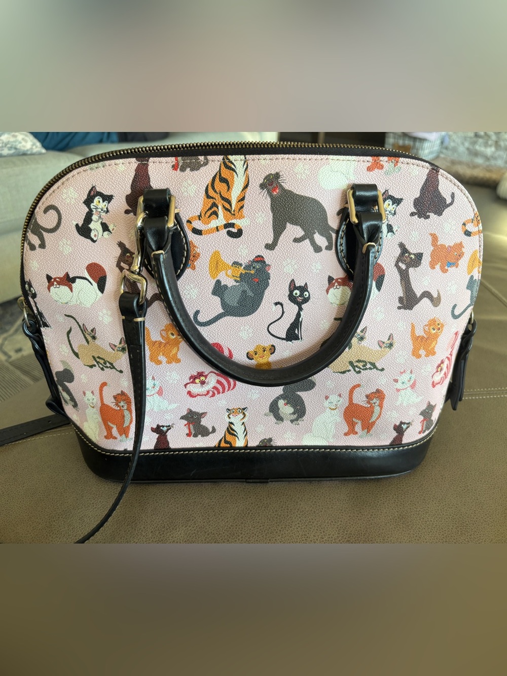 Dooney & Bourke Disney Cats Pink Pass Holder Exclusive Satchel with Black Trim - Picture 3 of 4